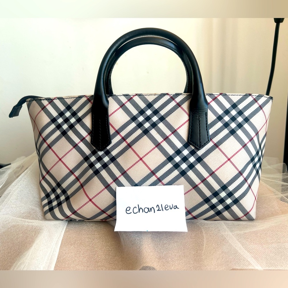 【☆Made in JAPAN☆】Auth Burberry Blue Label Beige Nova Check Top Handle Handbag